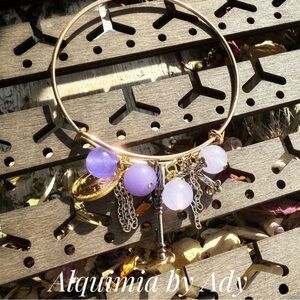 CROSS AND SAINT BENEDICT + BOHO CHARMS BANGLE with purple jade